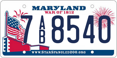 MD license plate 7AB8540