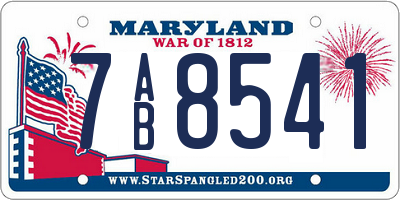 MD license plate 7AB8541
