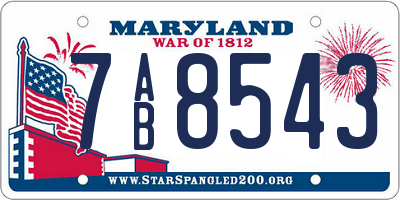 MD license plate 7AB8543