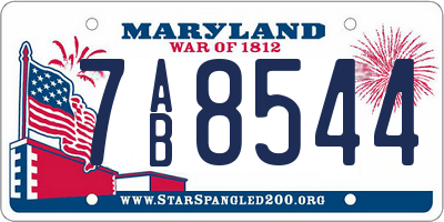 MD license plate 7AB8544