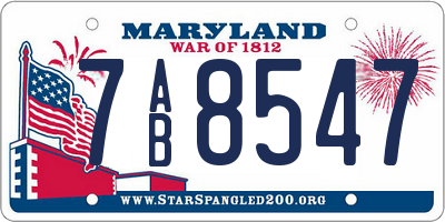 MD license plate 7AB8547