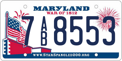 MD license plate 7AB8553