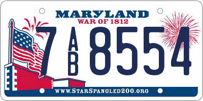 MD license plate 7AB8554