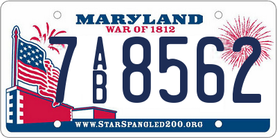MD license plate 7AB8562