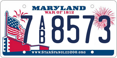 MD license plate 7AB8573
