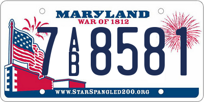 MD license plate 7AB8581