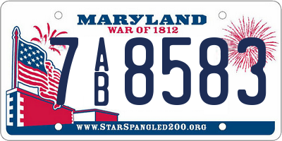 MD license plate 7AB8583