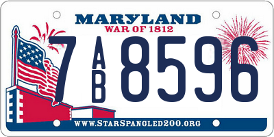 MD license plate 7AB8596