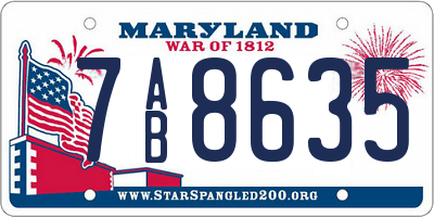 MD license plate 7AB8635