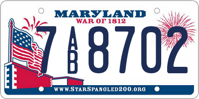 MD license plate 7AB8702