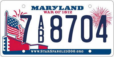 MD license plate 7AB8704