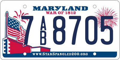 MD license plate 7AB8705