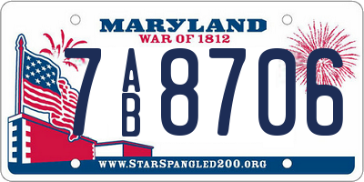 MD license plate 7AB8706