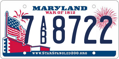 MD license plate 7AB8722