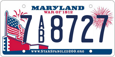 MD license plate 7AB8727