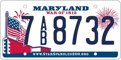 MD license plate 7AB8732
