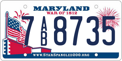 MD license plate 7AB8735
