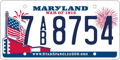 MD license plate 7AB8754
