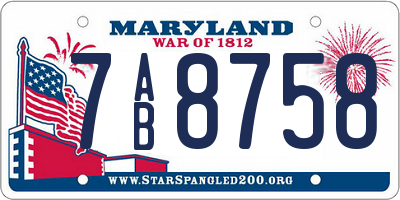 MD license plate 7AB8758