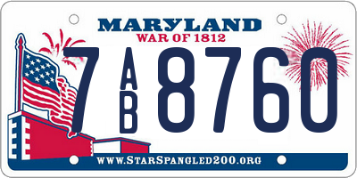 MD license plate 7AB8760