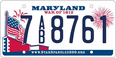 MD license plate 7AB8761