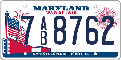 MD license plate 7AB8762