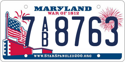 MD license plate 7AB8763
