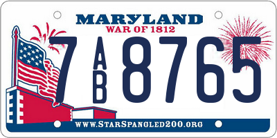 MD license plate 7AB8765