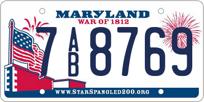 MD license plate 7AB8769