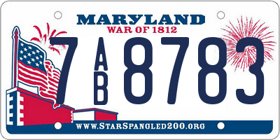 MD license plate 7AB8783