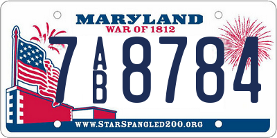 MD license plate 7AB8784