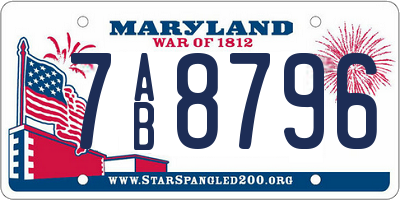 MD license plate 7AB8796