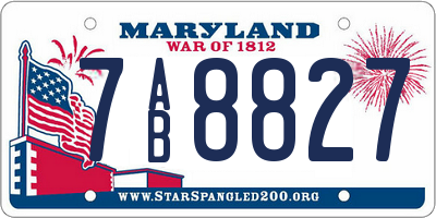 MD license plate 7AB8827