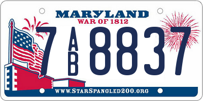 MD license plate 7AB8837