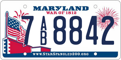 MD license plate 7AB8842
