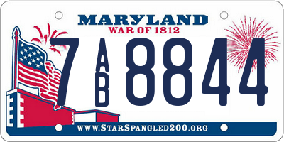 MD license plate 7AB8844