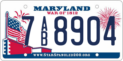 MD license plate 7AB8904