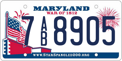 MD license plate 7AB8905