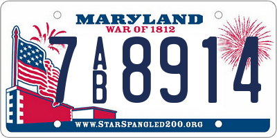 MD license plate 7AB8914