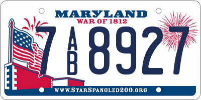 MD license plate 7AB8927