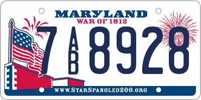 MD license plate 7AB8928