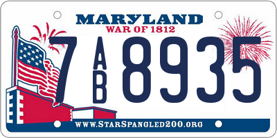 MD license plate 7AB8935