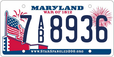 MD license plate 7AB8936
