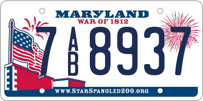 MD license plate 7AB8937