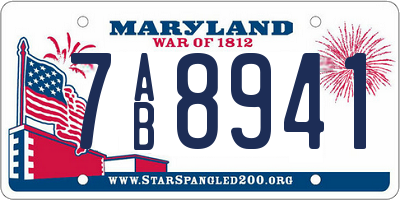 MD license plate 7AB8941