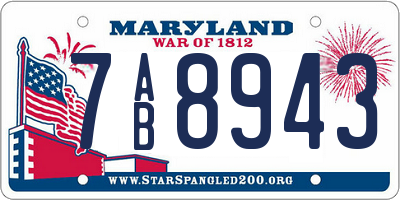 MD license plate 7AB8943