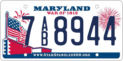 MD license plate 7AB8944