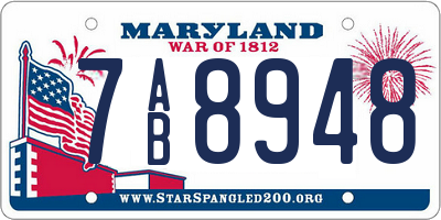 MD license plate 7AB8948
