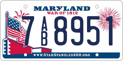 MD license plate 7AB8951