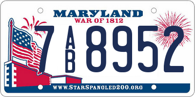 MD license plate 7AB8952
